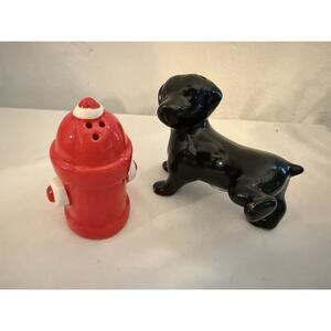 Vintage Dog and Fire Hydrant Salt and Pepper Shaker